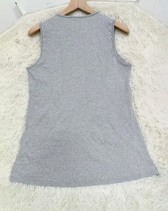T-Shirt Einfarbig Kreuz Saum Ärmellos