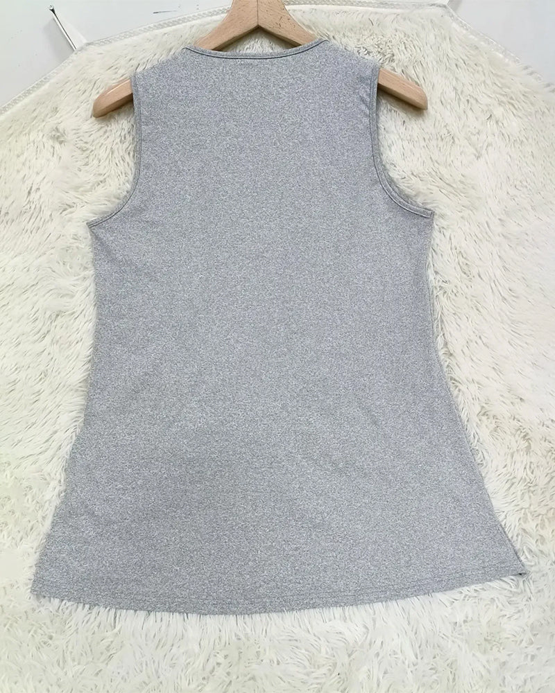 T-Shirt Einfarbig Kreuz Saum Ärmellos