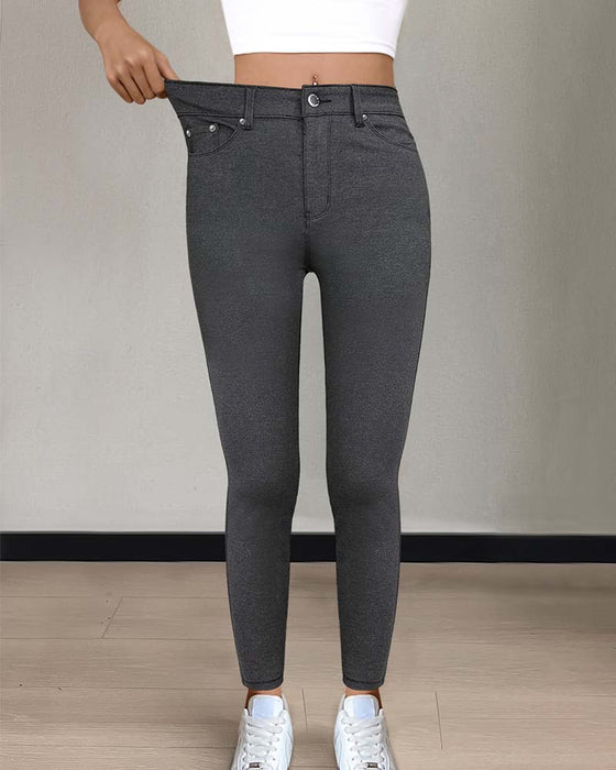 Hose Damen Tasche Einfarbig Skinny Lässig