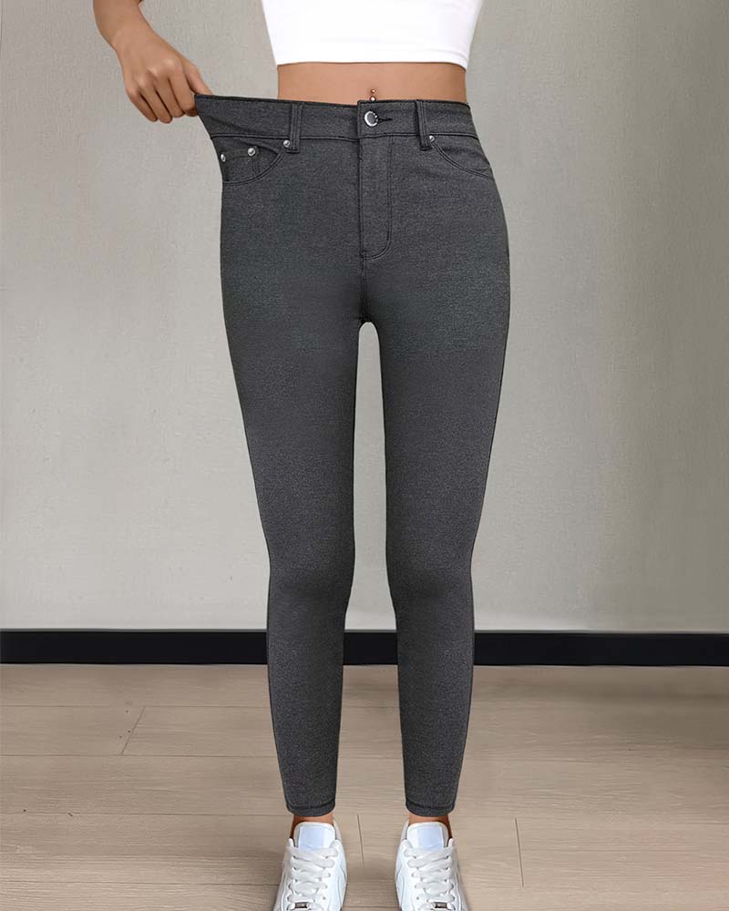 Hose Damen Tasche Einfarbig Skinny Lässig