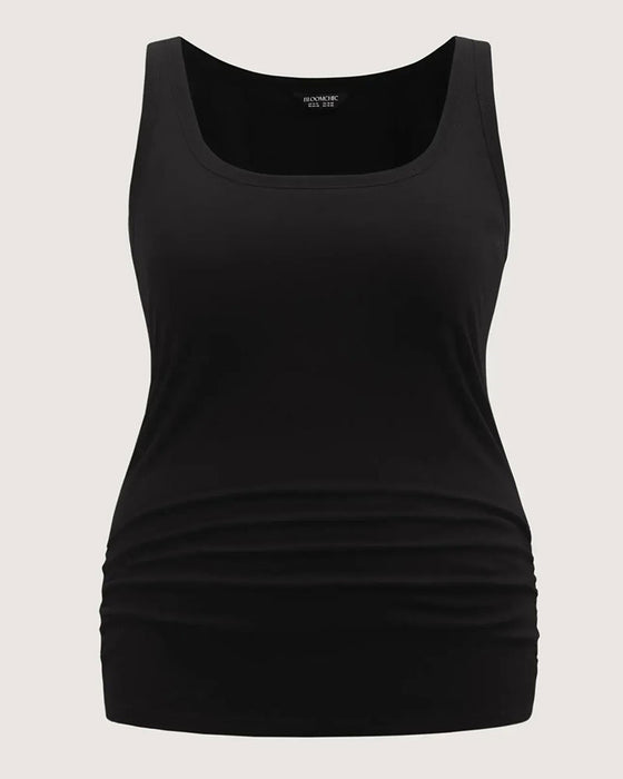 Tanktop U-Ausschnitt Ärmellos Schmal Geschnitten Eingebauter Bh