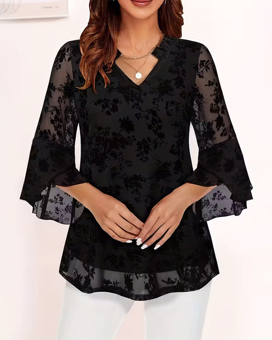 Bluse Elegant Und Stilvoll Glockenärmel