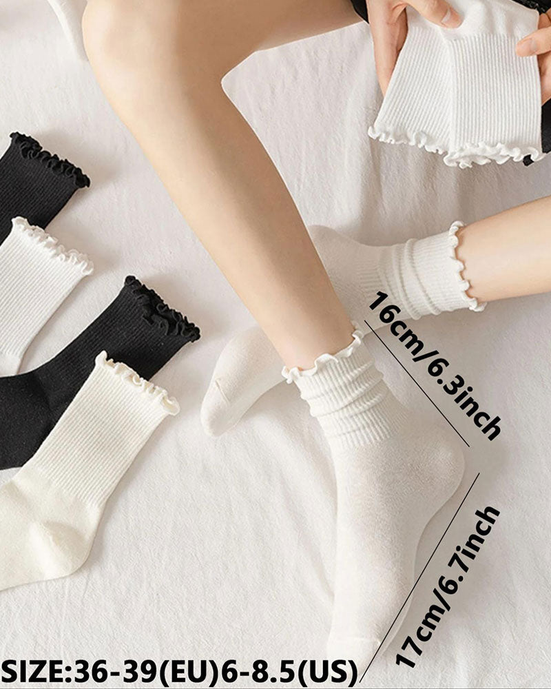 Socken Damen Rüsche Kante (6 Paare)
