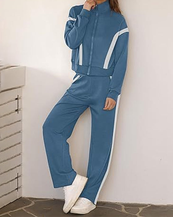 Zweiteilig Set Mit Sporty - Casual Stil Merkmalen Von Jacke Und Hosen