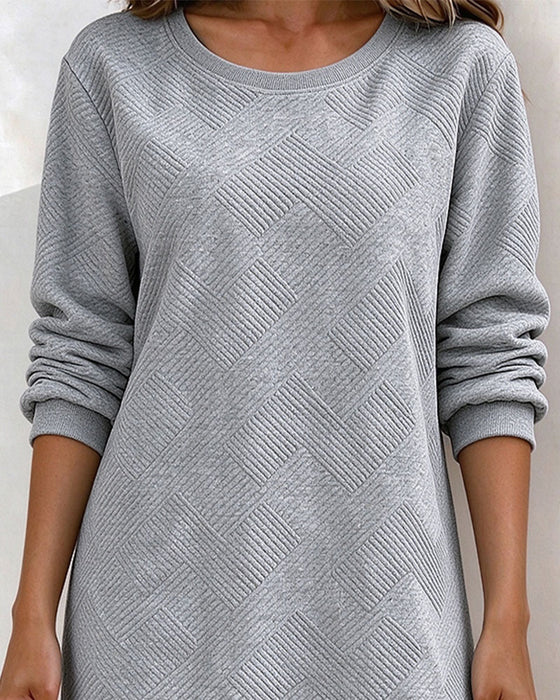 Kleid Geometrisch Geprägt Sweatshirt Gerade