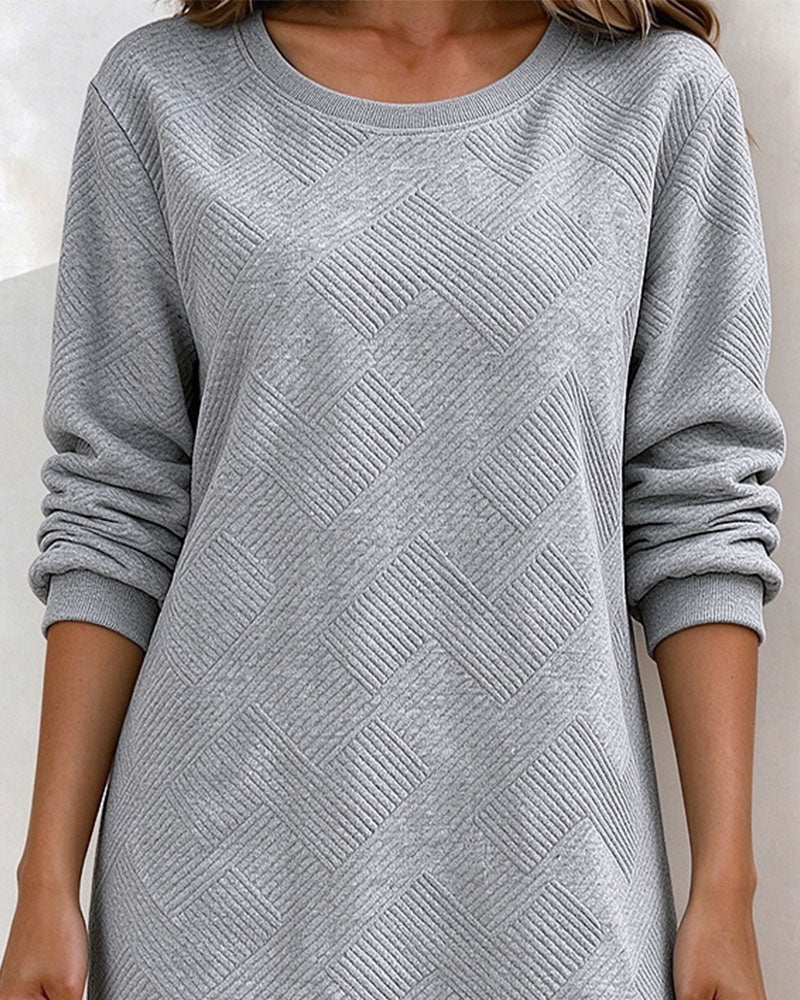 Kleid Geometrisch Geprägt Sweatshirt Gerade