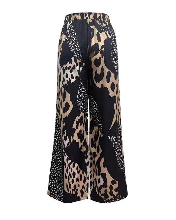 Hose Leopard Print Polka Dot Weites Bein