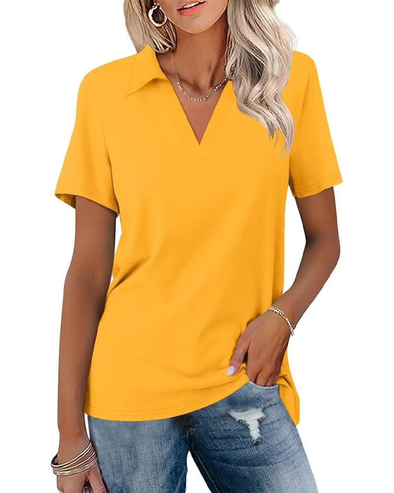 T-Shirt Kurzer Ärmel V-Ausschnitt Polo