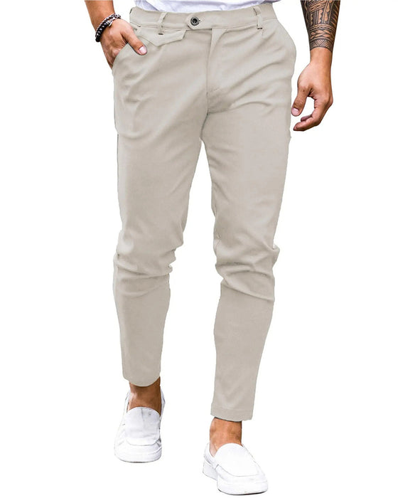 Hose Uni Farbe Knopf Vorne Slim Fit Lässig