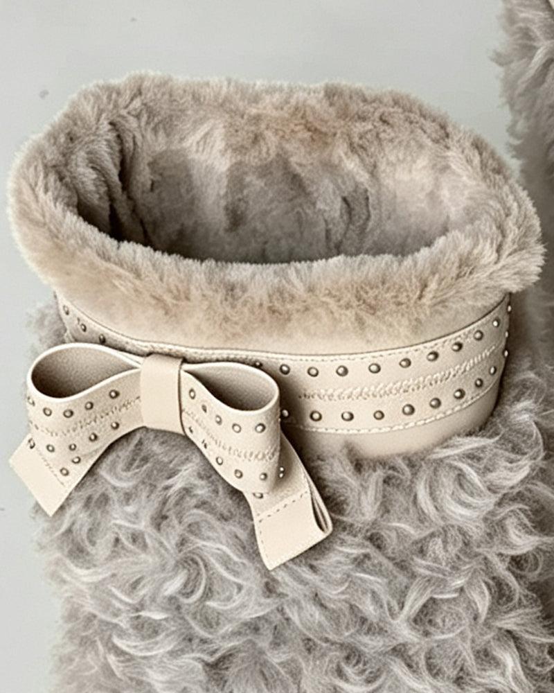 Damenstiefel Pelzgefütterte Flache Schneestiefel