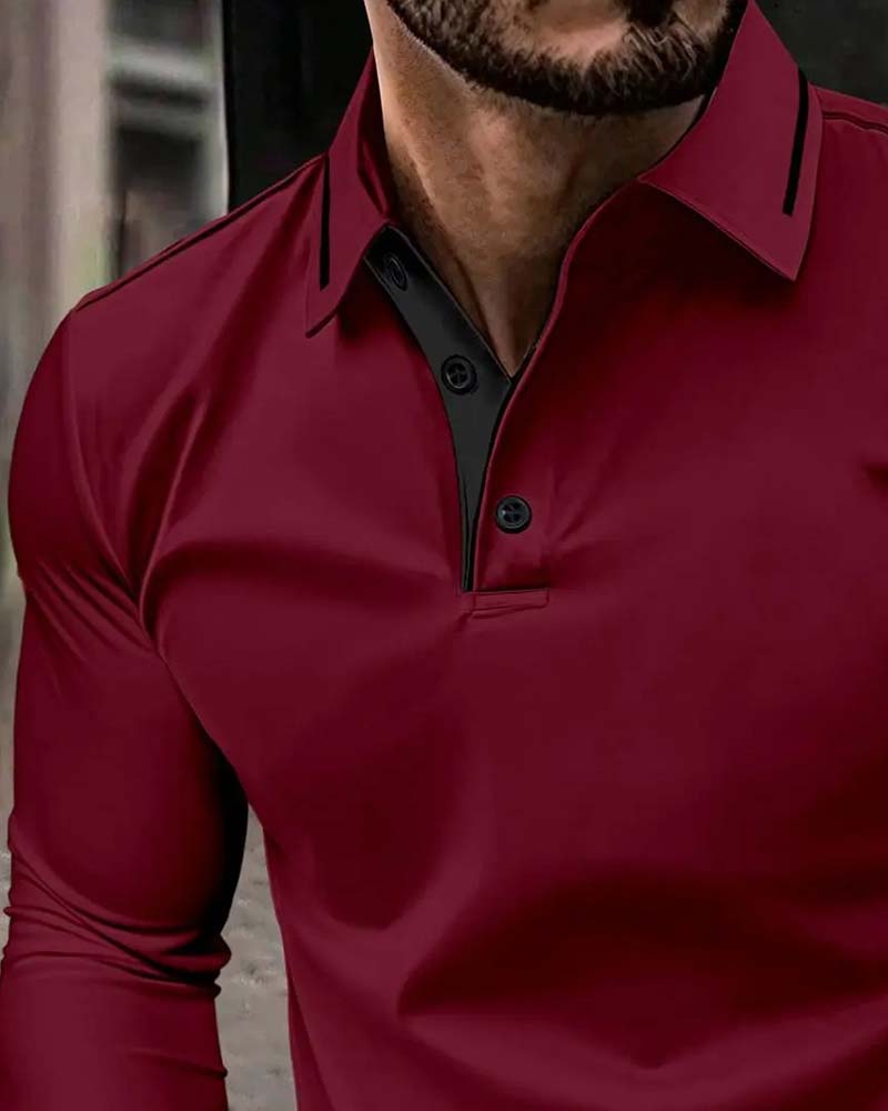 T-Shirt V-Ausschnitt Gerippt Uni Farbe Herren