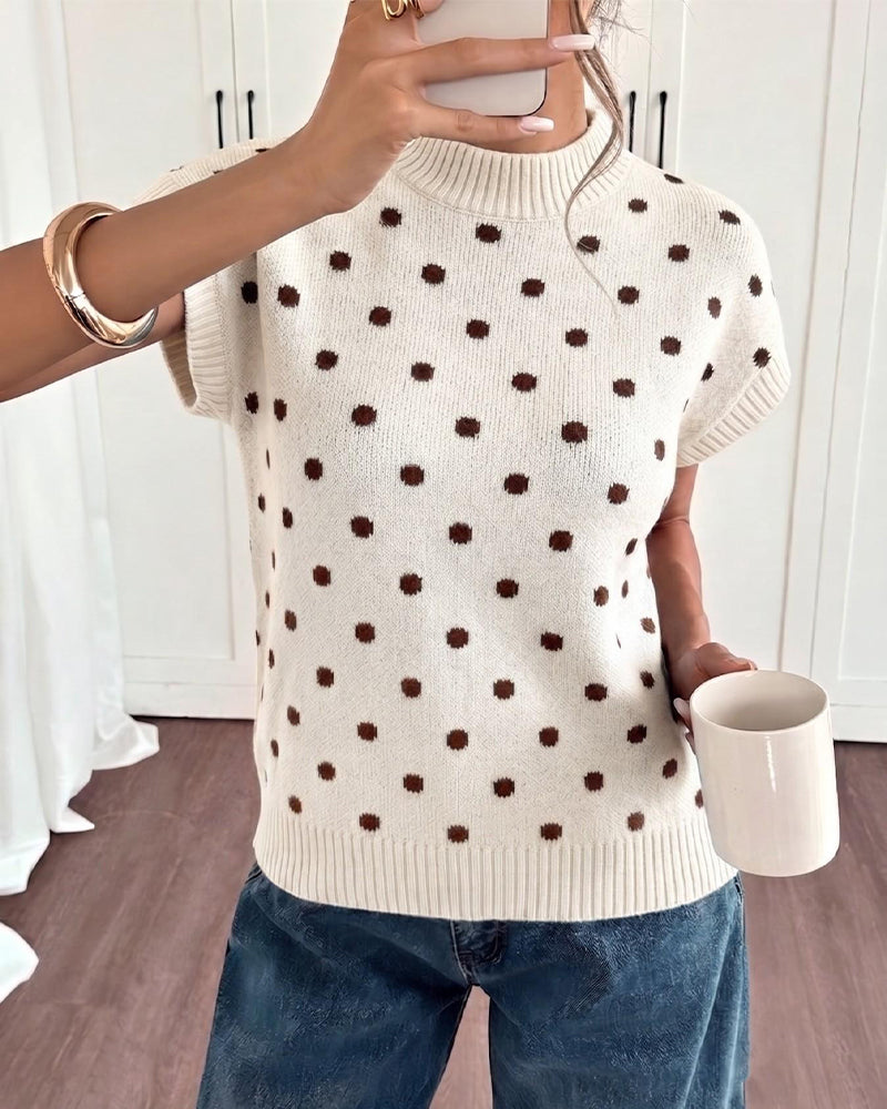 Pullover Turtleneck Gepunktet Kurzarm