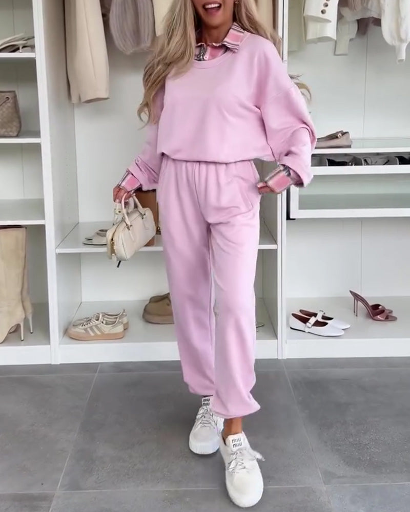 Set einfarbig und kariert Patchwork Sport