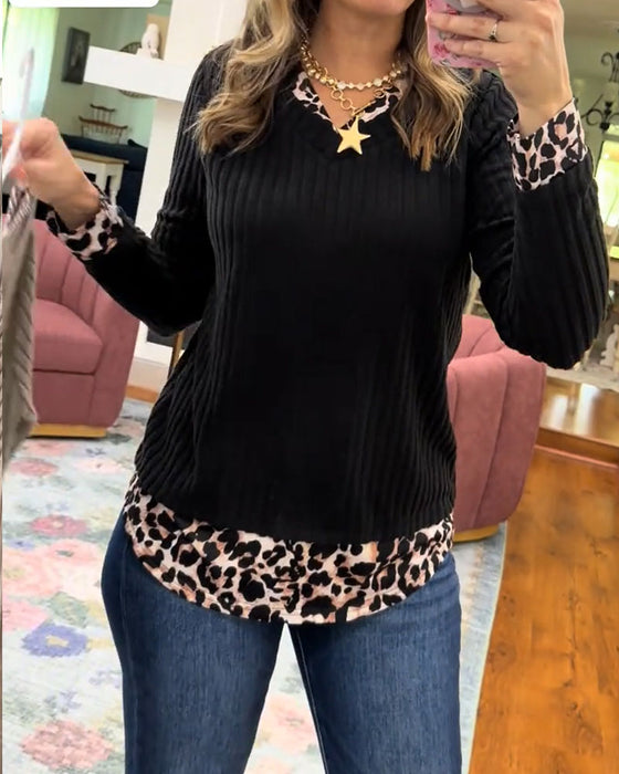 Top Spliced V-Neck Casual