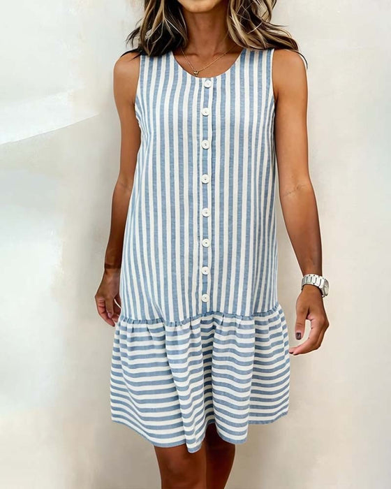 Dress Ärmellos Gestreift A-Linie
