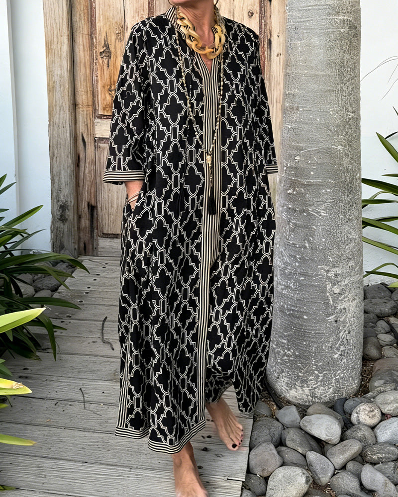 Kleid Geometrisch Druck Maxi