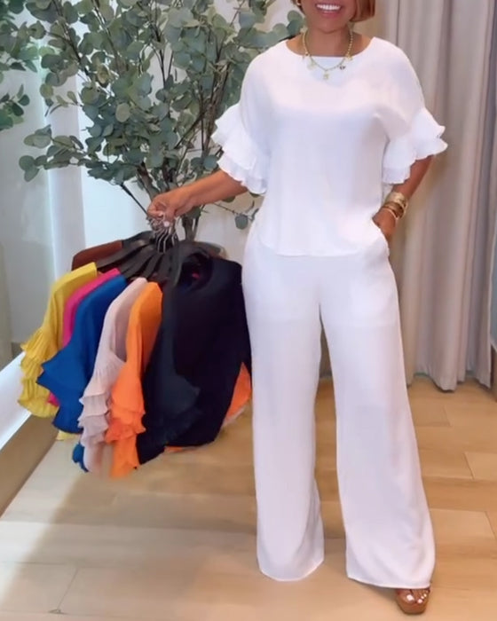 Top Rüschenärmel Locker