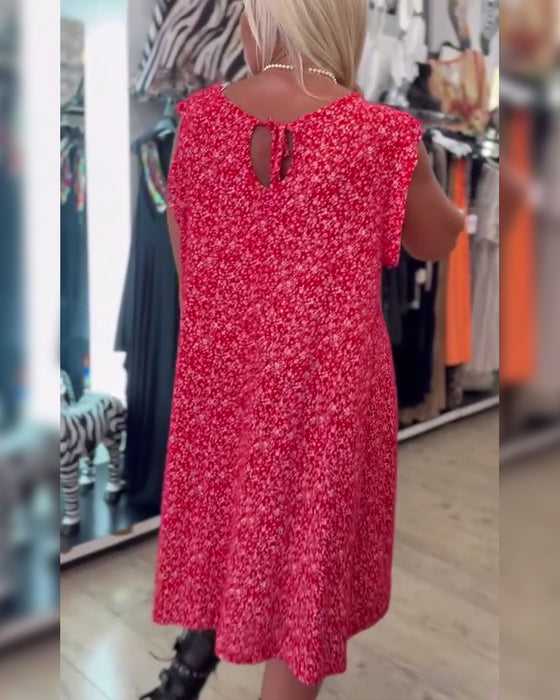 Kleid Lotusblatt Ärmel Blumig