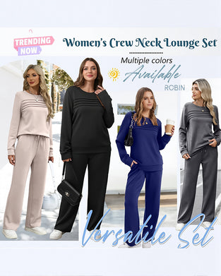 Set Damen Rundhalsausschnitt Top und Bundhosen mit Kordelzug