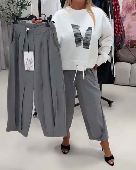 Hose Plissiert Weites Bein Harem Cropped