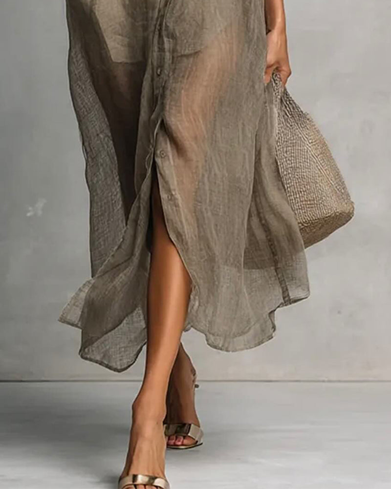 Kleid Revers Knopf Schlitz