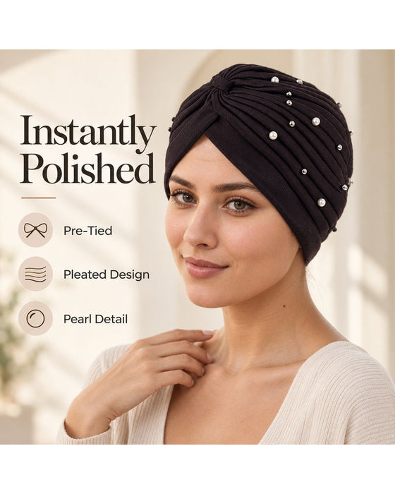 Hut Perle Plissiert Vorgebunden Turban