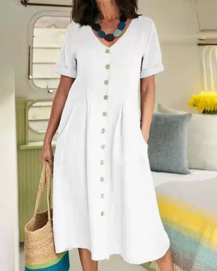 Kleid Lässig Einreihig