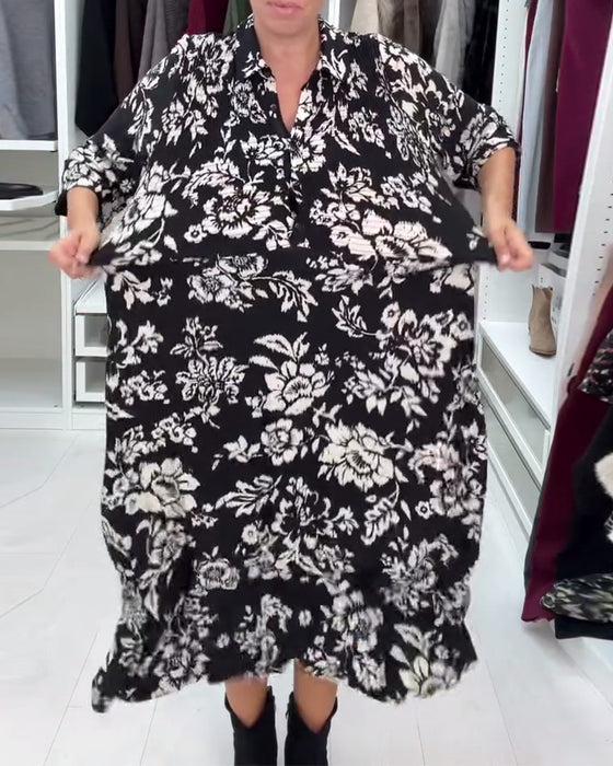 Kleid Mit Reverskragen Und Bedruckter Taille