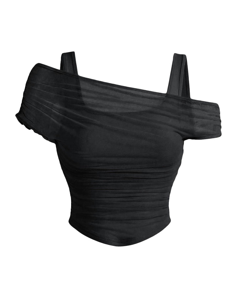 Bluse Netz Rüsche Cami
