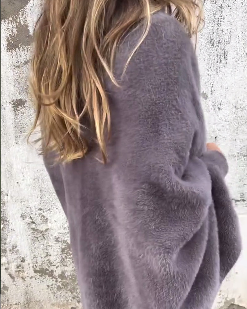 Lässiger, einfarbiger cardigan mit fransen