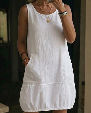 Kleid Ärmellos Loose Fit Einfarbig