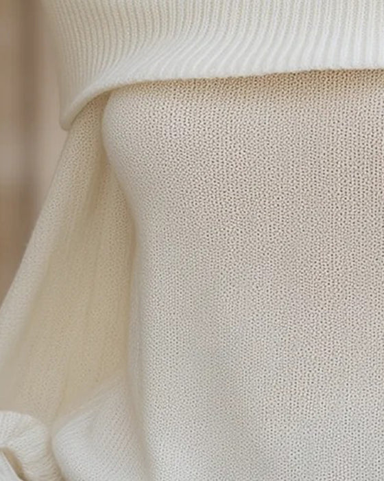 Pullover Off-Shoulder Laternenärmel