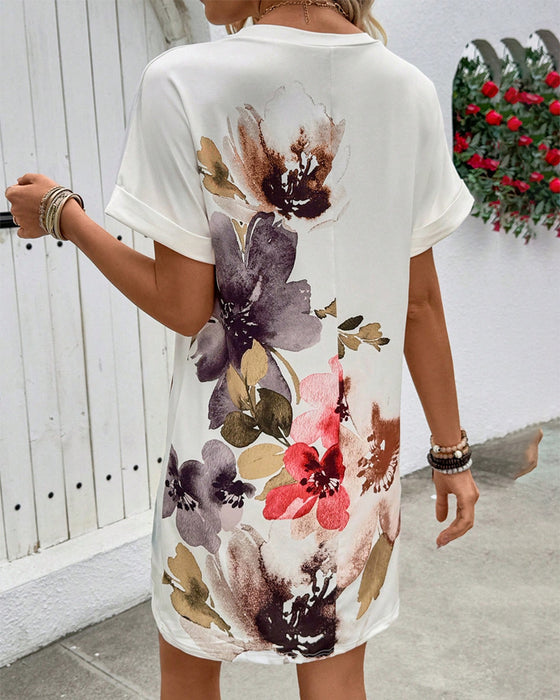 Kleid Vielseitig Lässig Positionierung Druck Gerade