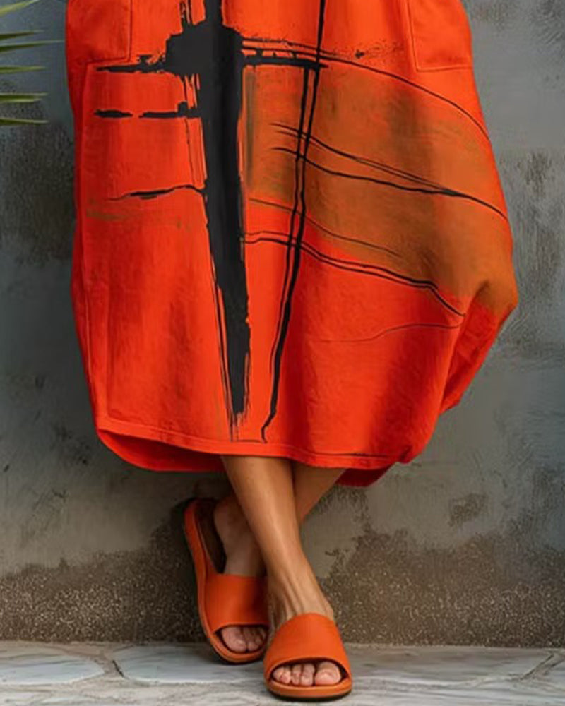 Lässiges Bedrucktes Maxikleid