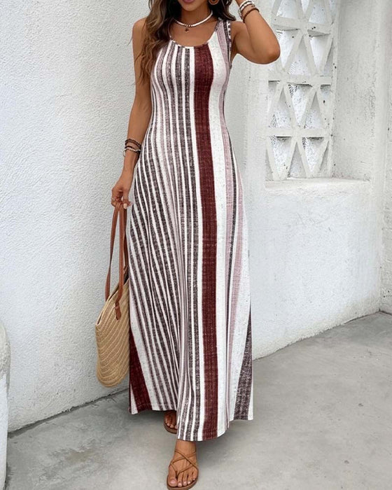 Kleid Ärmellos Bunt Streifen