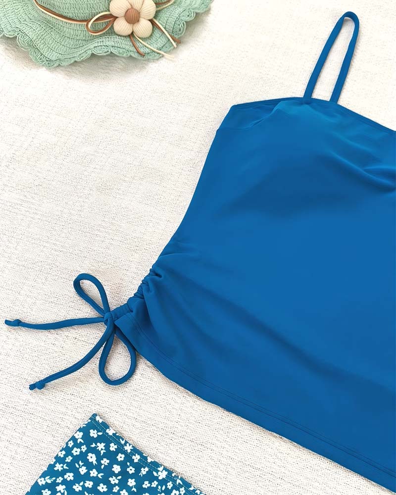Tankini Kleine Blumen Patchwork Dünne Träger Mode