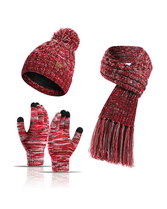 Dreiteiliges Set Hut Gestrickt Wolle