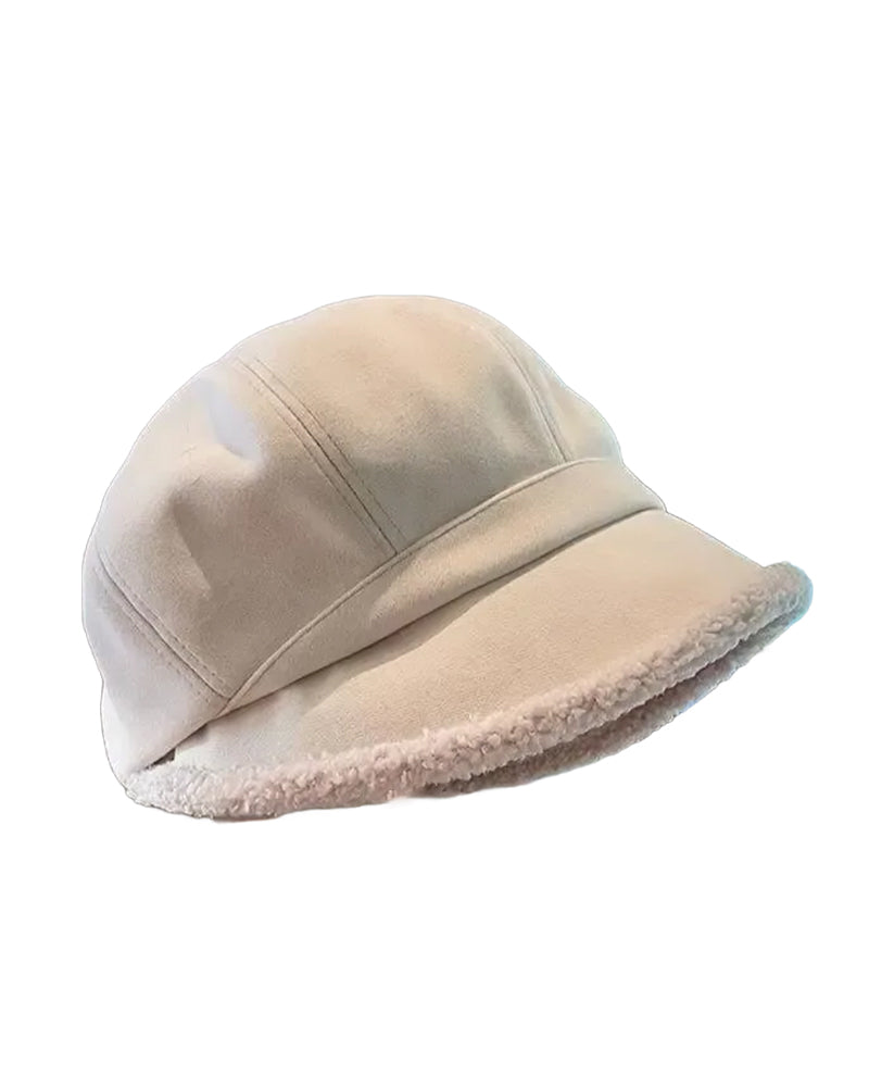 Hut Damen Unifarben Plüsch Fischerhut Warm