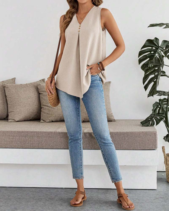 Tank Top V-Ausschnitt Doppelt Lage Locker