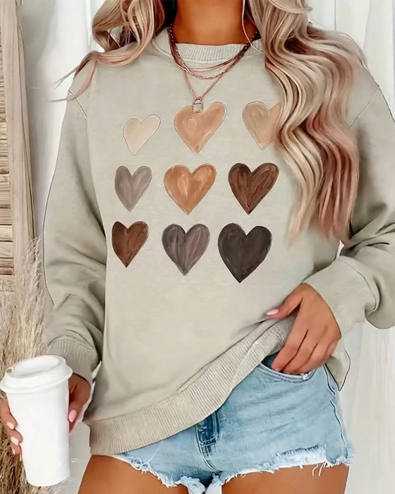 Sweatshirt Buntes Herzförmiges Pullover