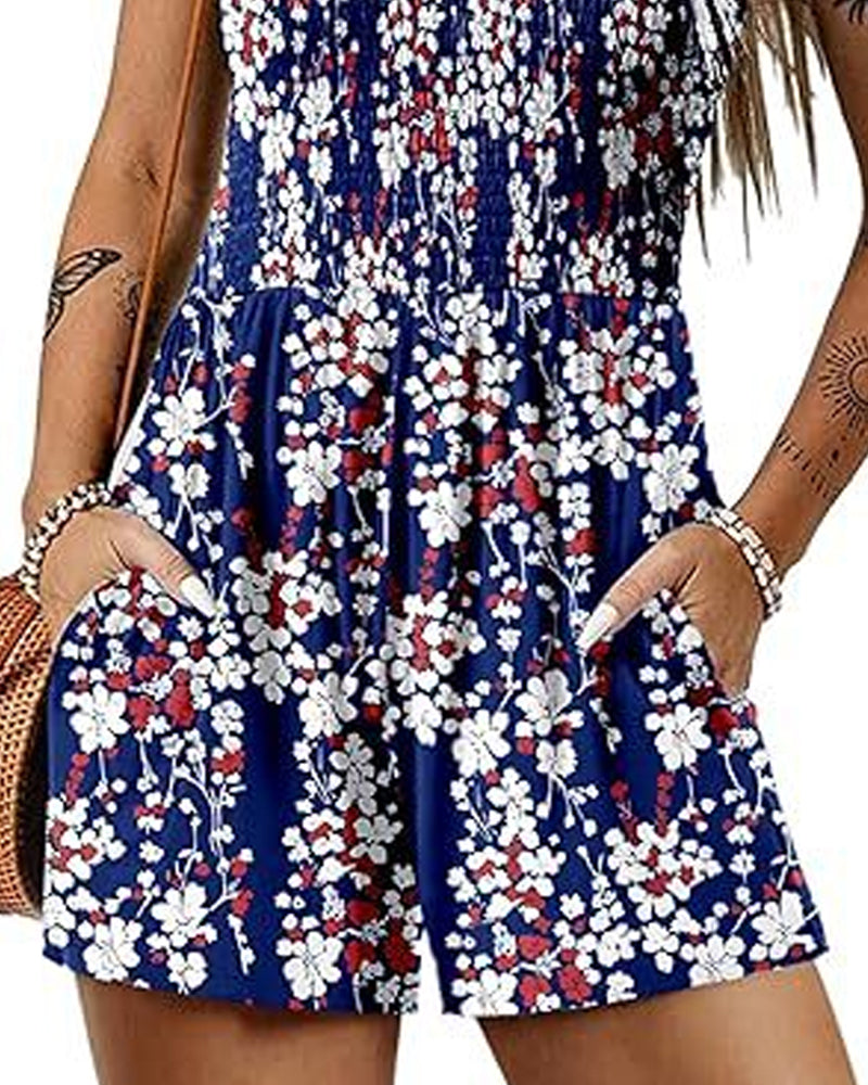 Jumpsuit geblümt lässig Träger-Shorts