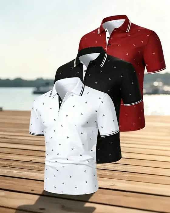 T-Shirt Polo Kragen Pfeil Muster Freizeit