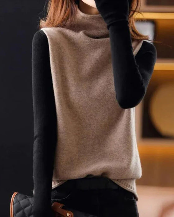 Rollkragenpullover mit Farbblockdesign