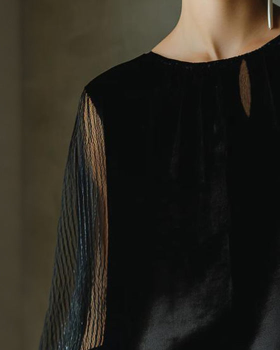 Modische unifarbene Bluse mit Laternenärmeln