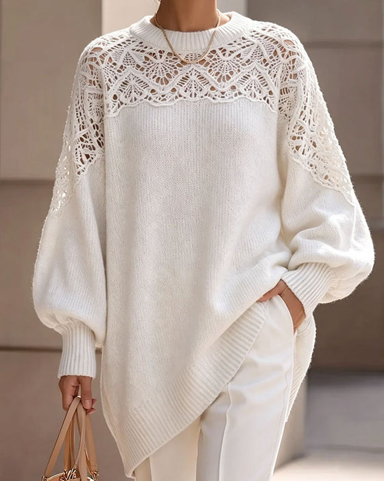 Pullover Aussparung Puff Ärmel Lang