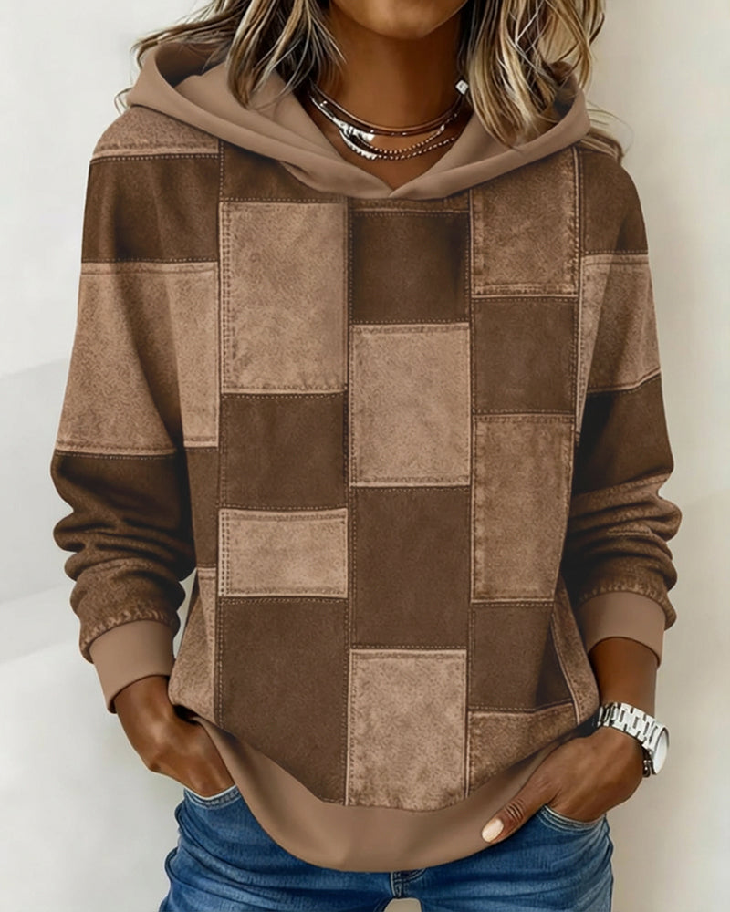 stylischer karierter Hoodie mit langen Ärmeln