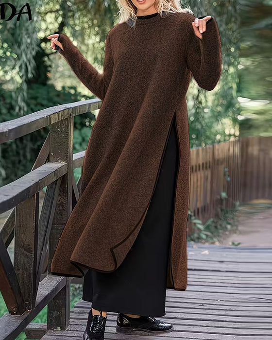 Kleid casual warm Seitenschlitz lang