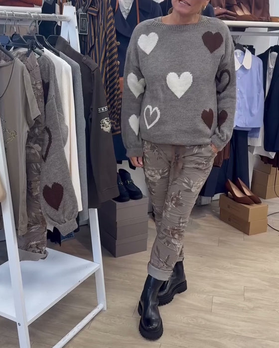 Pullover Casual Herzprint