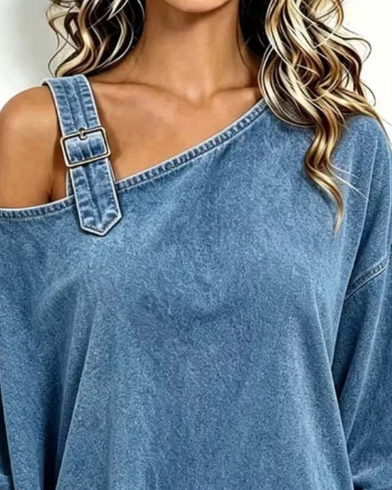 Bluse Off-Shoulder Unregelmäßig Lässig