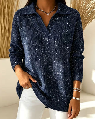Pullover Revers Langarm Lässig